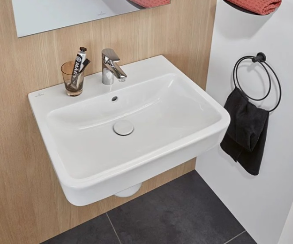 Villeroy&amp;Boch Раковина, O.Novo, шгв 600*460*125, отверстия для смесителя-1 сквозное, 2 промаркированных, AntiBac, цвет-альпийский белый 4A416G01