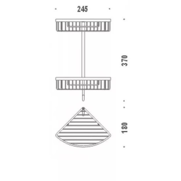 Полочка корзинка COLOMBO DESIGN ANGOLARI B9617 угловая двойная с крючком цвет хром