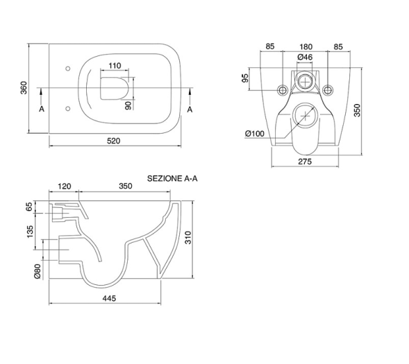 Унитаз Scarabeo TEOREMA 2.0 подвесной безободковый цвет черный матовый  с антибактериальным и грязеотталкивающим покрытием BIOKER 5126/TW 49 BK