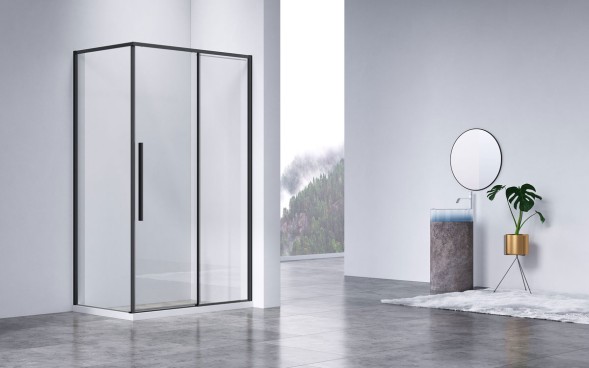 Vincea Душевой уголок Slim-N VSR-4SN8011CLB, 1100*800, черный, стекло прозрачное