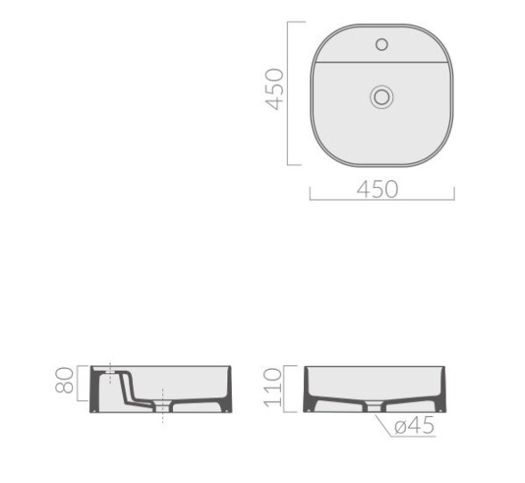 Раковина GALASSIA SMART B 7403 GM накладная с одним отверстием без перелива цвет серый матовый