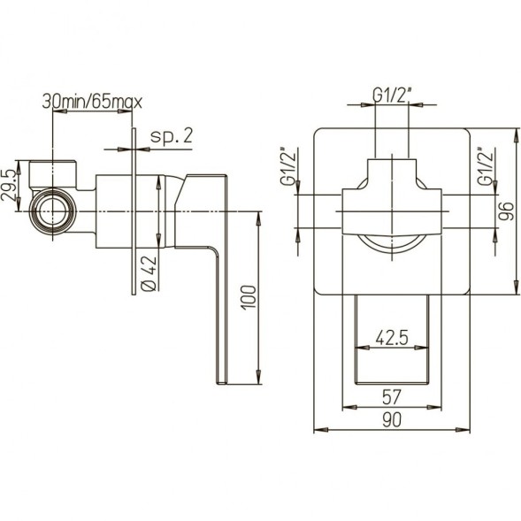 Paini 21CR690 Смеситель для душа Грация встраиваемый, хром