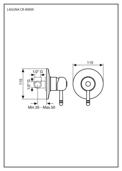 Emmevi Laguna, встраиваемый в стену однорычажный смеситель для душа, цвет хром 40009/CR
