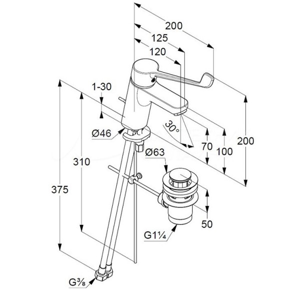 KLUDI PURE&amp;EASY CARE Однорычажный смеситель на умывальник 70, c донным клапаном, арт. 372870565