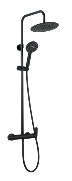 AQG Beta, душевая колонна регул. по высоте 95-150 см, cо смесителем и круглым верхним душем 25 см, цвет черный матовый