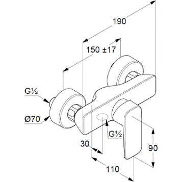 Смеситель KLUDI PURE&amp;STYLE 408410575 для душа настенный с подключением шланга