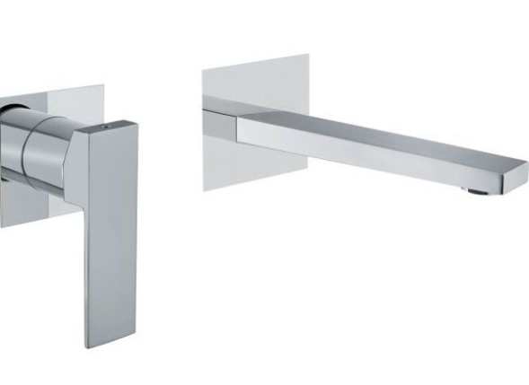 Fiore Kube, встраиваемый в стену однорычажный смеситель для раковины (излив 16,5 см), без донного клапана, цвет белый матовый