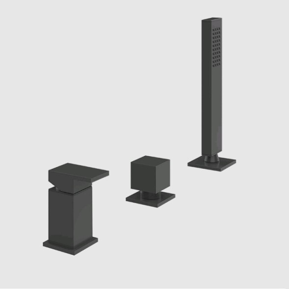 Gessi Смеситель для ванны и душа, Rettangolo, на 2 потребителя, цвет черный матовый 20043#299