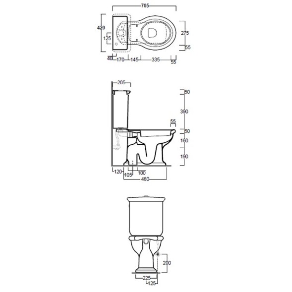 Бачок SIMAS LANTE на чашу унитаза моноблок в комплекте с механизмом слива  цвет белый бронза LA09/D25BR