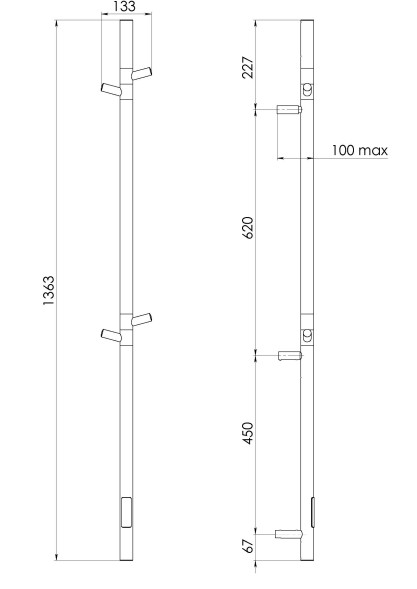 Полотенцесушитель электрический Vincea VTD-1DBE 15х140, черный, таймер