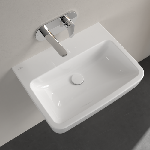 Villeroy&amp;Boch Раковина, O.Novo, шгв 600*460*125, отверстия для смесителя-1 сквозное, 2 промаркированных, CeramicPlus/AntiBac, цвет-альпийский белый 4A4160T2