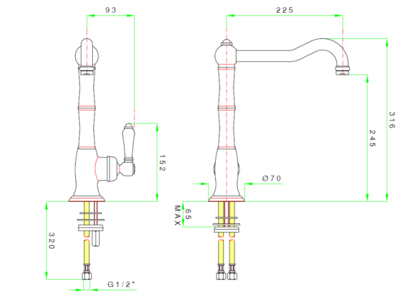 Nicolazzi Смеситель для кухни El Capitan 3450 CB 75C цвет хром брашированный