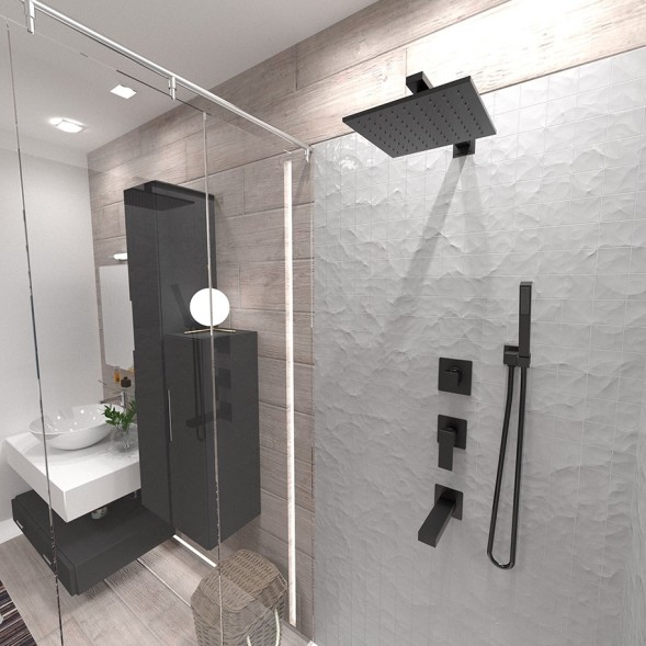 Paini 21PZ690 Смеситель для душа Грация встраиваемый, брашированный чёрный