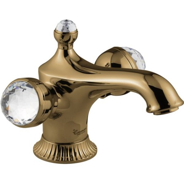 Emmevi The One Leda, смеситель для раковины. Металлические ручки + большие прозрачные кристаллы, цвет бронза 98003VSW/BR