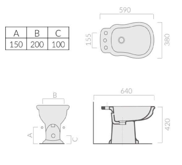 Биде GALASSIA ETHOS 8428 напольное с тремя отверстиями цвет белый глянцевый