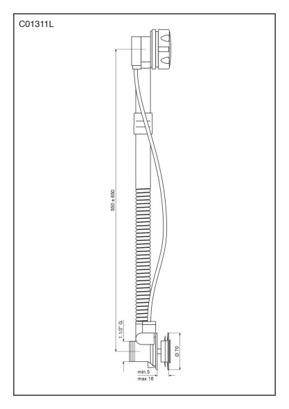 Emmevi, слив-перелив для ванны, 64 см, цвет хром С01311L/CR
