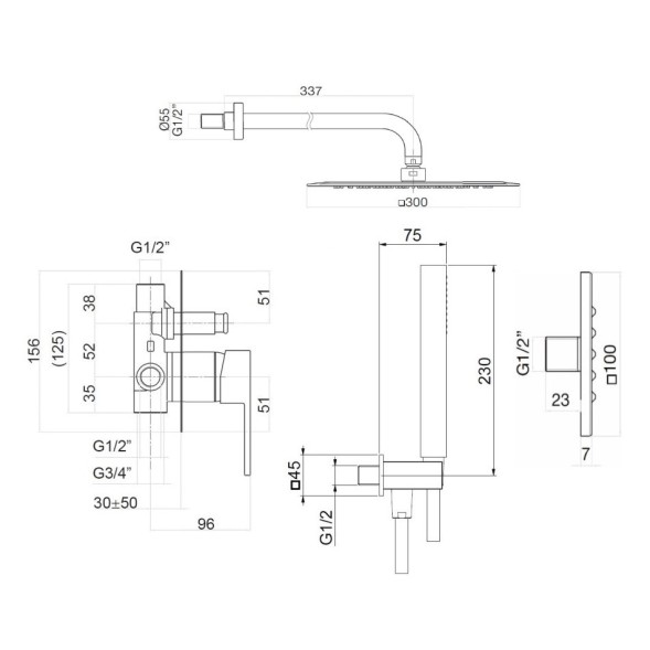 Душевая система встраиваемая Webert Pegaso PE890104740, белый