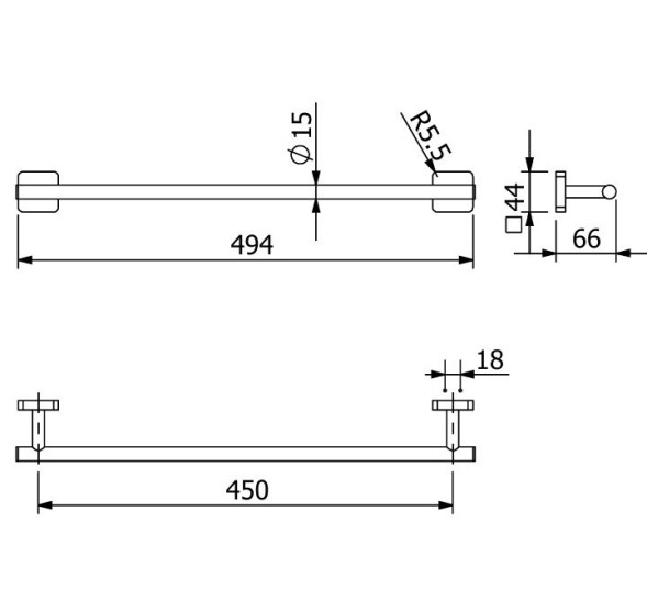 Держатель полотенца KLUDI VELA S 2598039 широкий 450 мм