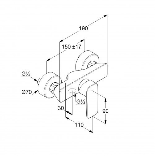 Смеситель KLUDI PURE&amp;STYLE 408413975 для душа настенный с подключением шланга