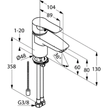 Смеситель KLUDI TERCIO 384800575 для раковины без донного клапана