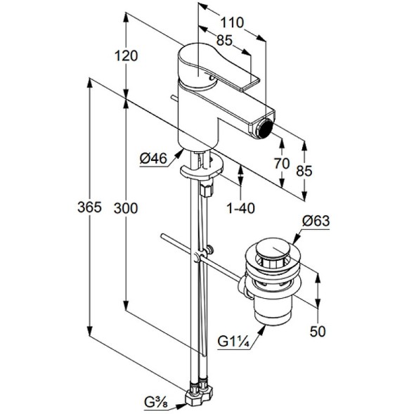 Смеситель KLUDI ZENTA SL 485300565 для биде однорычажный