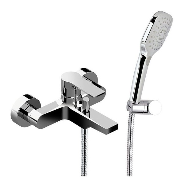 Daniel Reflex, однорычажный смеситель для ванны (излив 16,8 см), c набором для душа, цвет черный матовый