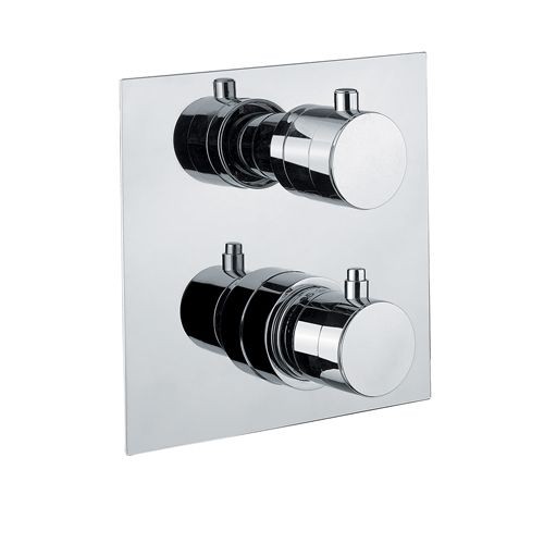 Fiore X-Termo, встраиваемый в стену смеситель для душа на 3 выхода, с термостатом (квадратная панель и круглые ручки), цвет хром