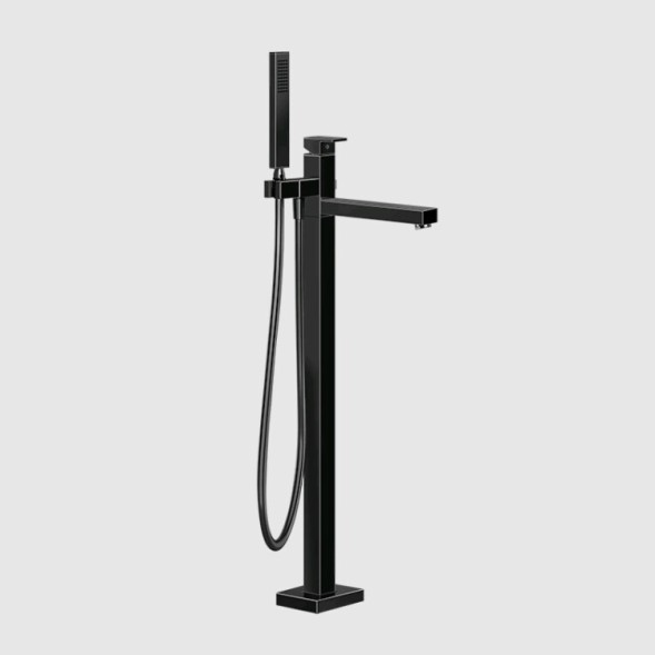 Gessi Смеситель для ванны и душа, Rettangolo, напольный, цвет черный металл  24961#706