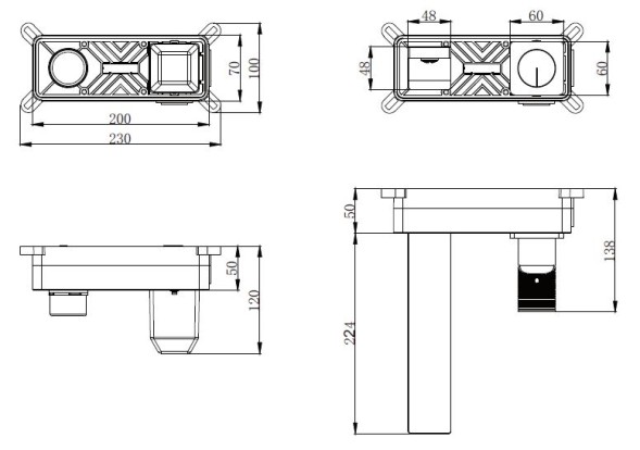 Vincea Смеситель для раковины Домус (Domus) VBFW-5DM01BG встраиваемый, брашированное золото