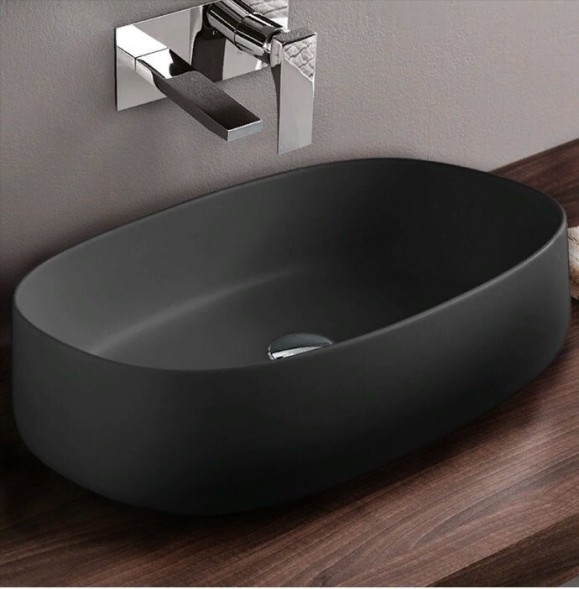 Раковина Artceram Cognac Quadro накладная без отверстий  цвет Black матовый COL003 17 00