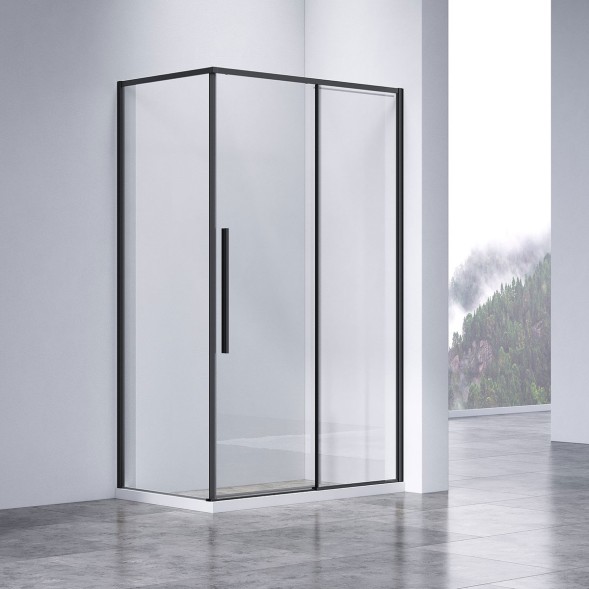 Vincea Душевой уголок Slim-N VSR-4SN9011CLB, 1100*900, черный, стекло прозрачное