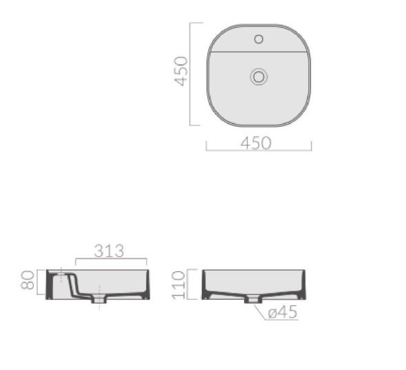 Раковина GALASSIA SMART B 7403 NEMT накладная с одним отверстием без перелива цвет черный матовый