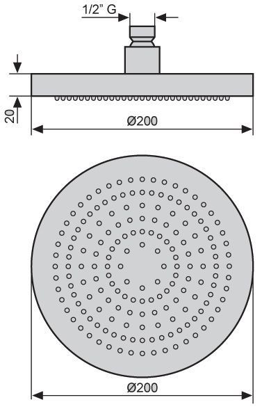 Emmevi, круглая головка для верхнего душа C00662 диаметр 200 мм. ABS, цвет хром C00662/CR