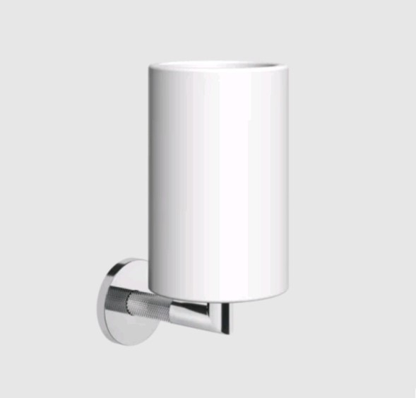 Gessi Стакан, Anello, шгв 75*107*171, цвет стакана белый, цвет держателя черный брашированный металл  63707#707