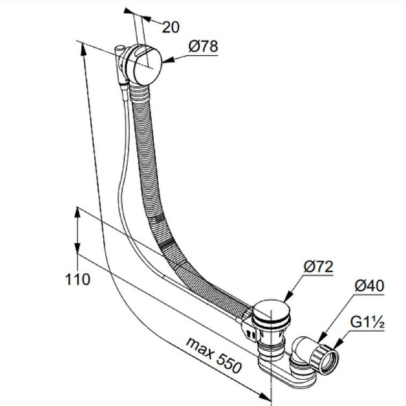 KLUDI ROTEXA 2000 Слив-перелив, арт. 2140705-00