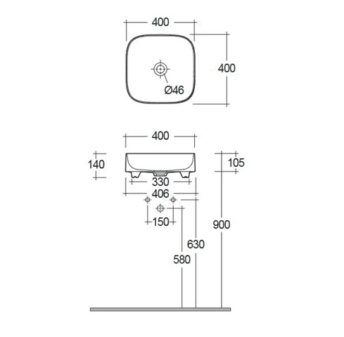 Раковина KLUDI RESA S 58CW3043 накладная без перелива цвет белый