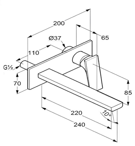 Смеситель KLUDI DECUS 54245N275 для раковины настенный встраиваемый внешняя часть