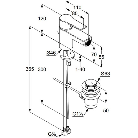Смеситель KLUDI ZENTA SL 485303965 для биде однорычажный