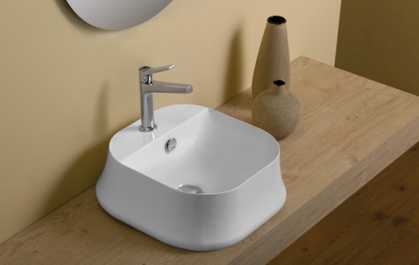 Раковина SIMAS SHARP накладная с одним отверстием цвет белый SH07