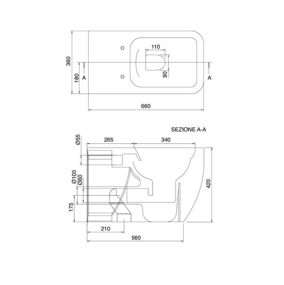 Чаша унитаза Scarabeo TEOREMA 2.0 напольный моноблок цвет белый 5140/CL