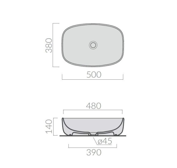 Раковина GALASSIA DREAM 7301 GM накладная с одним отверстием без перелива цвет серый матовый