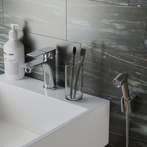 Paini 76CR205/574 Смеситель для раковины Гарда с гигиеническим душем, хром