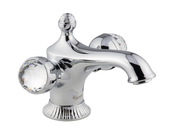 Emmevi The One Leda, смеситель для раковины. Металлические ручки + большие прозрачные кристаллы, цвет хром 98003VSW/CR