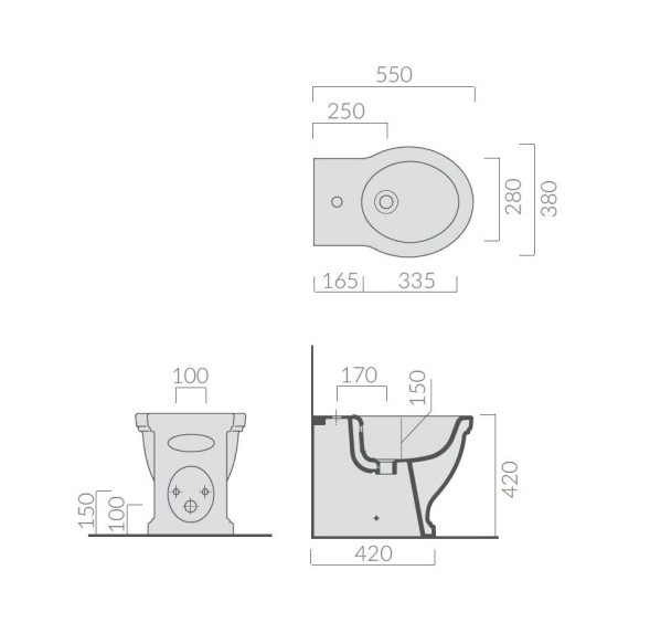 Биде GALASSIA ETHOS 8438 NE напольное с тремя отверстиями с крепежом цвет черный глянцевый