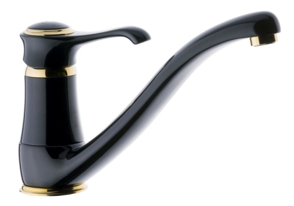 Emmevi Tiffany, кухонный смеситель с поворотным изливом, цвет черный-золото 6095/NO