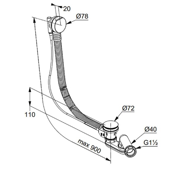 KLUDI ROTEXA 2000 Слив-перелив, арт. 2140905-00