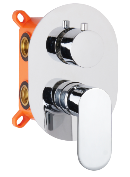 AQG Aqua, душевой комплект на 2 потребителя:c термостатом, с круглым верхним душем 25х25 см и кронштейном, цвет черный матовый