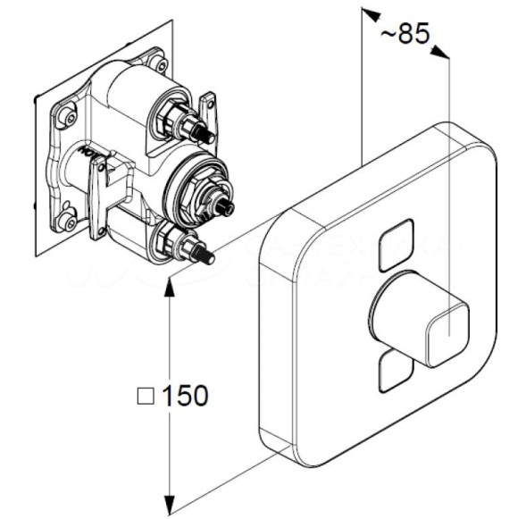 Термостат KLUDI PUSH 387110538 для ванны и душа встраиваемый на 2 потребителя внешняя часть