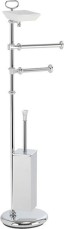 Stil Haus Prisma, стойка: дозатор + полотенцедерж.+ бумагодер. + ёрш метал, цвет хром - белая кер.