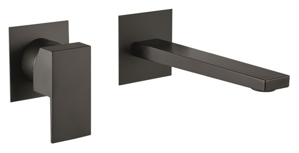 Fiore Kube, встраиваемый в стену однорычажный смеситель для раковины (излив 16,5 см), без донного клапана, цвет черный матовый